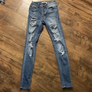 KanCan high rise destroyed jeans denim 23 XXS